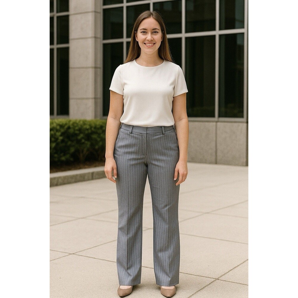 Banana Republic Women’s Dress Pants Gray Striped Size 4 Ryan Fit Mid Rise